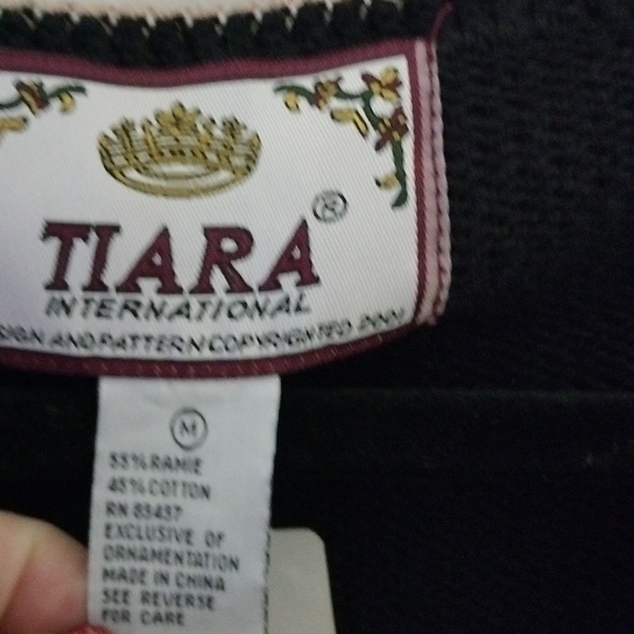 Tiara Int'l Black Button Cardigan Sweater w/ Floral Embroidery+ Beading, Medium - Picture 3 of 10